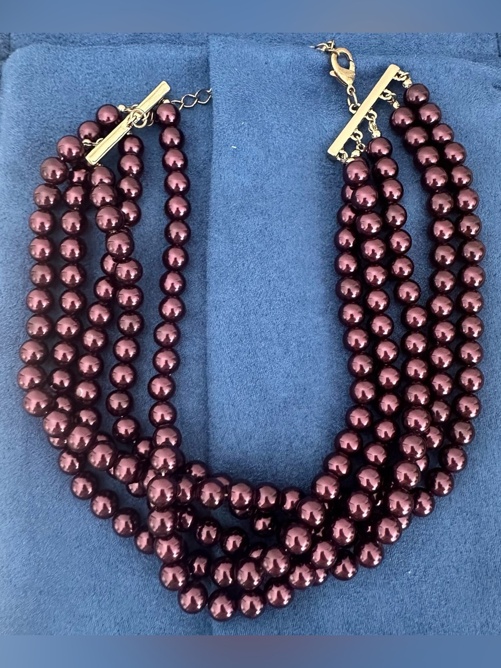 Shiny deep purple faux pearl necklace